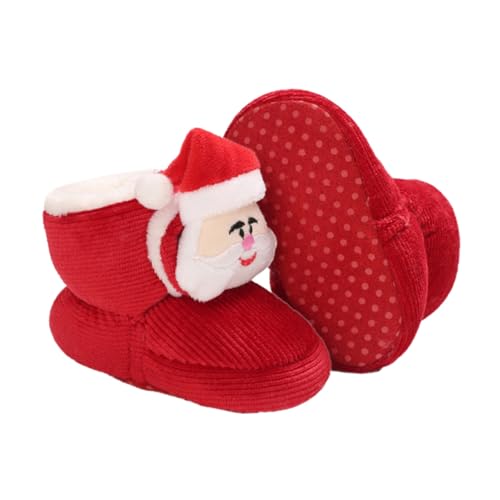 GALPADA Kleinkind Schuhe Weihnachtsschuhe Weihnachtshausschuhe Weihnachtspantoffeln Weihnachtskrippenschuhe Kleinkinderschuhe Lauflernschuhe Neugeborene Booties Baumwolle Rot von GALPADA