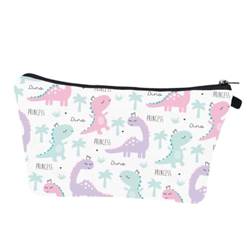 GALPADA Kompakte Kosmetiktasche Damen Dinosaurier Muster Strapazierfähiger Polyester Kulturbeutel Multifunktional mit Reißverschluss für Reisen und Alltag Praktischer Make up Organizer von GALPADA