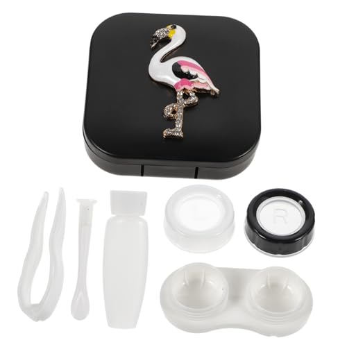 GALPADA Kontaktlinsenbehälter Flamingo Muster Kompakt und Tragbar Kleine Aufbewahrungsbox für Damen Vielseitiger Linsenorganizer für Zuhause und Unterwegs von GALPADA