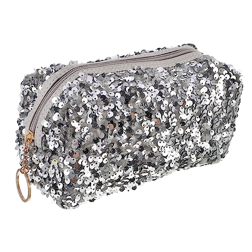 GALPADA Kosmetiktasche Aus Pailletten - Glitzernde Schminktasche Für Damen - Tragbare Reise Kulturtasche in Silber 19x10cm – Unterwegs Und Zuhause GALPADA Kosmetiktasche Aus Pailletten - Glitzernde Schminktasche Für Damen - Tragbare Reise Kulturtasche in Silber 19x10cm – Unterwegs Und Zuhause von GALPADA