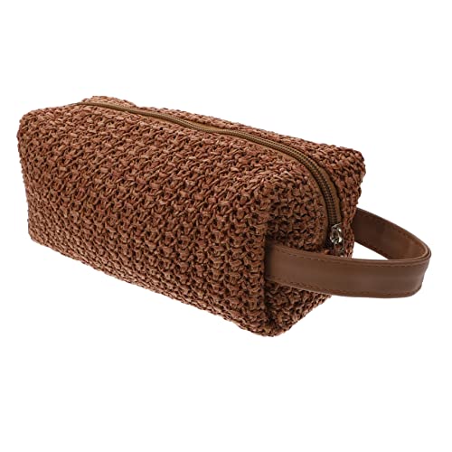 GALPADA Kosmetiktasche Clutch-Taschen Aus Stroh Handgelenk-Handtasche Make-up-Tasche Weben Make-up-Clutch-Tasche Clutch Aus Strohgeflecht Rattan Aufbewahrungstaschen Damen Pp Gras von GALPADA