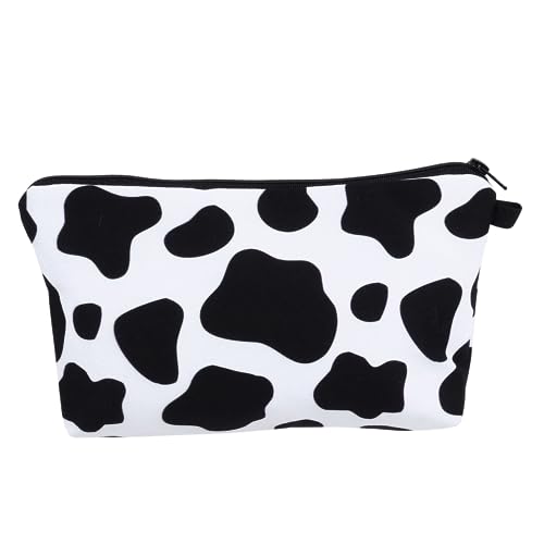 GALPADA Kosmetiktasche Damen mit Kuhmuster Dekorative Leichte Make up Tasche für Reisen und Alltag Kompakte Praktische Kulturtasche mit Genügend Raum für Kosmetik und Karten von GALPADA