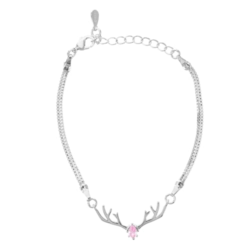 GALPADA Kreatives Weihnachtsarmband mit Hirschgeweih und Funkelndem Pinkdiamant Elegantes Koreanisches Design Langlebiges Damenarmband als Festliches Geschenk für Weihnachten und Besondere von GALPADA
