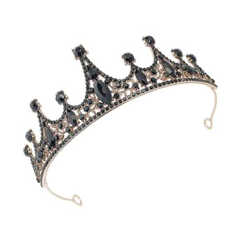 GALPADA Kristallkrone Haarschmuck für Damen Barockstil Schwarzer Brautschmuck Stilvoller Haarreif für Hochzeit Geburtstagsfeier und Festliche Anlässe von GALPADA