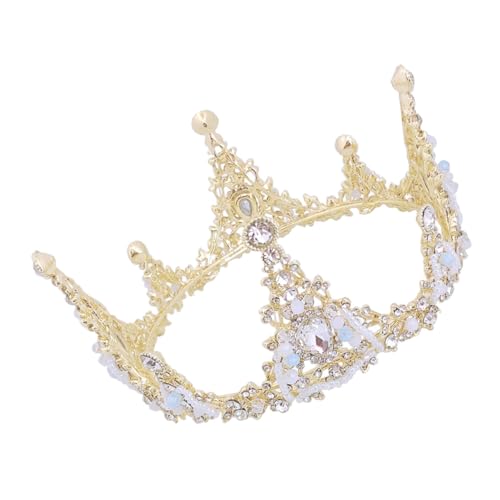 GALPADA Krone Haarband aus Legiertem Partygeeigneter Haarschmuck für Mädchen Hitzebeständiger Goldfarbener Runder Prinzessinnen Geburtstagskopfschmuck Modisches Accessoire für Festliche von GALPADA