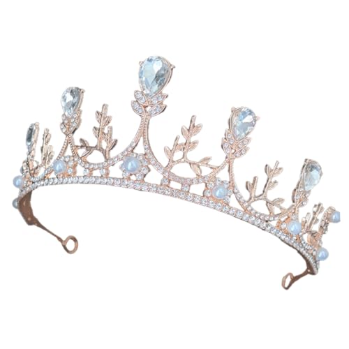 GALPADA Krone Haarschmuck Kopfbedeckung Stirnband Mädchen Stirnbänder Haarschmuck Für Die Braut Brautkronen Tiara Für Frauen Tiaras Hochzeit Braut Dekore Legierung Golden von GALPADA