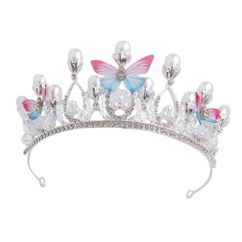 GALPADA Krone Stirnband Silber Schmetterling Haarreif Prinzessin Haarschmuck Geburtstagsfeier Party Kopfschmuck Mädchen Zubehör von GALPADA