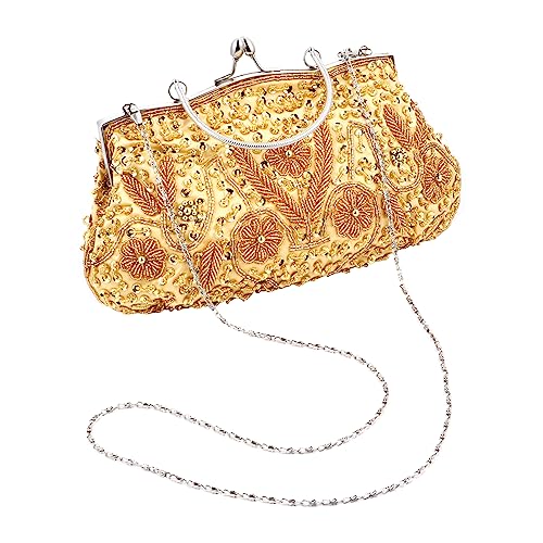 GALPADA 1stück Elegant Handtasche Aus Kunstperlen Mit Floraler Stickerei Für Abendveranstaltungen Retro Clutch Bag Für Hochzeiten Partys Und Besondere Anlässe Für Frauen Und Bräute von GALPADA