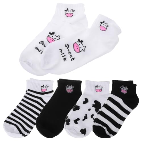 GALPADA Kuhsocken Söckchen Lustige Damen Mädchen Schwarz Weiß Kurze Socken Geschnittene Socke Niedliche Baumwollsocken für Kinder Erwachsene 5 Paar von GALPADA