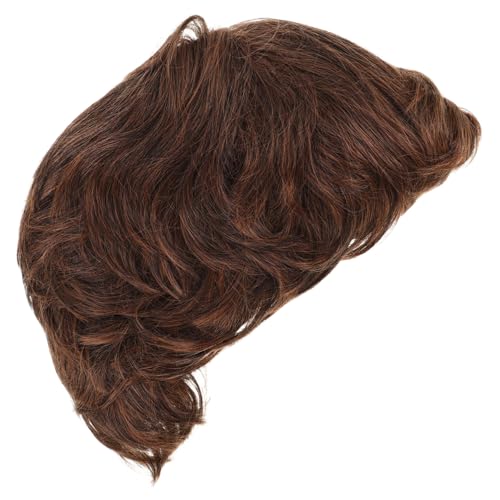 GALPADA Kurze Braune Herrenperücke Natürliche Synthetische Fasern Leicht und Angenehm Pflegeleicht für Business Alltag und Besondere Anlässe Geeignet von GALPADA