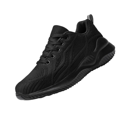 GALPADA Leichte Atmungsaktive Woven Mesh Laufschuhe Herren rutschfeste Sohlen Bequeme Freizeitschuhe für Alltag Reisen und Sport Modisch und Strapazierfähig Schwarz von GALPADA