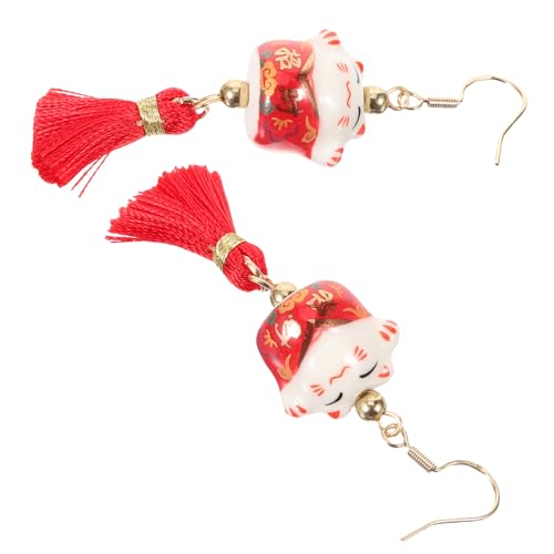 GALPADA Leichte Dangle Ohrringe mit Glückskatze Stilvolle Keramik Fortune Cat Ohrhänger für Damen Modisches Accessoire zum Geburtstag Geschenkidee für Frauen Eleganter Schmuck für Alltag von GALPADA
