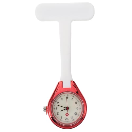GALPADA Leichte Langlebige Silikon Krankenschwester Taschenuhr mit Nachtleuchtfunktion Multifunktionale Pflegeuhr für Ärzte und Pflegekräfte Rotes und Weißes Design für Täglichen Gebrauch von GALPADA