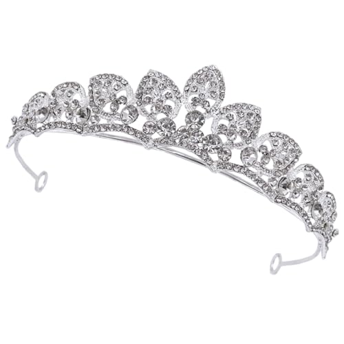 GALPADA Leichtes Silbernes Strass Tiara Diadem für Damen Braut Haar Dekoration Festlicher Kopfschmuck für Hochzeit Party Fotoshooting Einfach zu Tragen von GALPADA