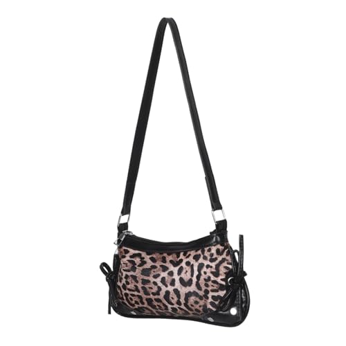GALPADA Leopardenmuster Handtasche Damen mit Schleife Schultertasche PU Unterarmtasche Eleganter Bow Accent Vielseitig für Shopping Arbeit und Alltag Geeignet von GALPADA