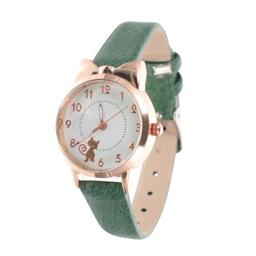 GALPADA Leuchtende Katzen Quarzuhr für Mädchen Niedliches Cartoon Design Präzises Quarzwerk Komfortables Armband Modische Kinderarmbanduhr für Schule und Freizeit von GALPADA