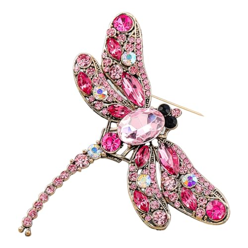 GALPADA Libelle Emaille Pin Strass Brosche Pin Dekorative Tier Anstecknadel Für Frauen Schmuck Kleidung Kleid Schal Rucksäcke Dekoration Rosa von GALPADA