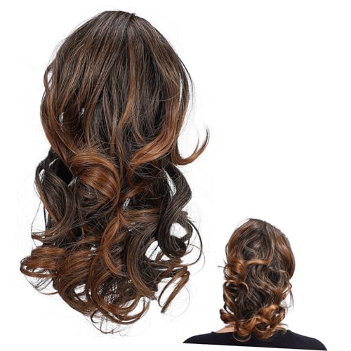 GALPADA Lockiger Pferdeschwanz Haarteil mit Großem Krallenclip Leichte Synthetische Ponytail Extension Komfortabel und Einfach zu Tragen Natürlicher Look für Frauen Welliges Haar von GALPADA