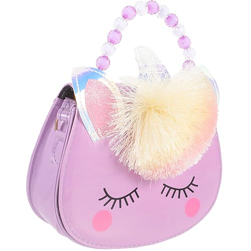 GALPADA Einhorn Kindertasche Mädchenhandtasche Einhorn-Handtasche Für Kleine Mädchen Einhorn Umhängetasche Kleine Mädchen Geldbörse Einhorn Handtasche Polyester Karikatur Taschen Violett von GALPADA