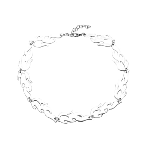 GALPADA Männliche Schmuck Halskette im Flammenmuster Kreative Halskette Langlebigem Perfektes Accessoire für Hip Hop und Halloween Looks Silber von GALPADA