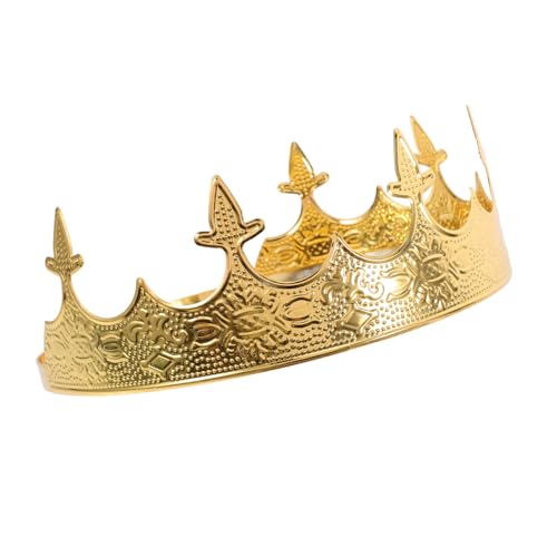 GALPADA Mann Krone Throne Prinzenkrone Stirnbänder Rave Halloween Königskrone Kostüm Retro-kronen Königskostüm Festival Kronendekor Männer Königskrone Männerkrone Golden Metall von GALPADA