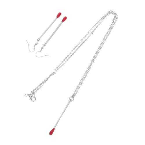 GALPADA Streichholzohrringe Und Streichholz-halsketten-set Für Damen Kreativer Und Humorvoller Schmuck Verspielte Und Stilvolle Ohrringe Fröhliche Und Urkomische Halskette Für von GALPADA