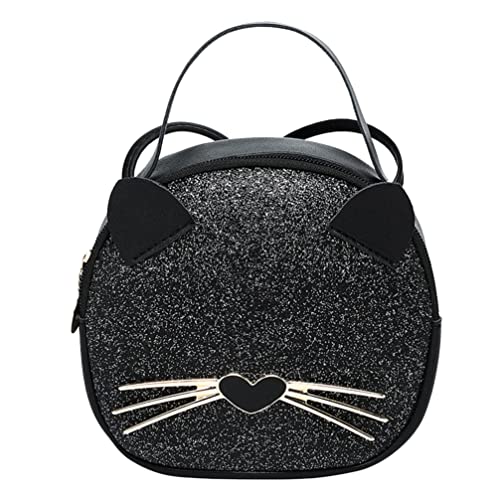 GALPADA Mini Leopard Umhängetasche Crossbody Tasche Handtasche Süße Katzen- Tasche Runde Münzbrettung für Kinder Frauen Teenager Mädchen von GALPADA