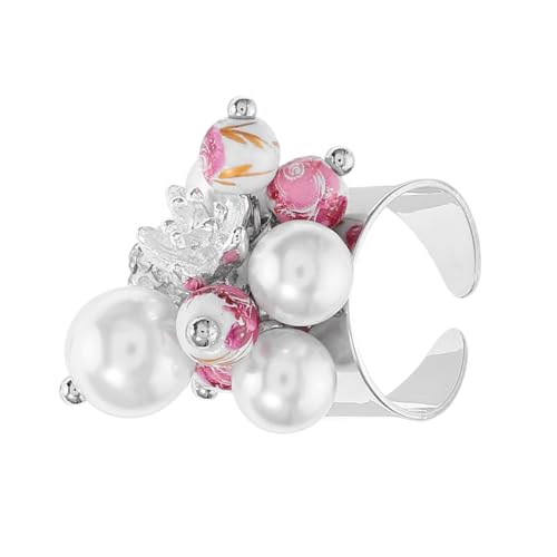 GALPADA Minimalist Offener Ring mit und Perlenbesatz Zierlicher Damenring Vintage Stil Leichter Schmuck für Alltag Partys und Verlobung Modisches Accessoire für Frauen von GALPADA