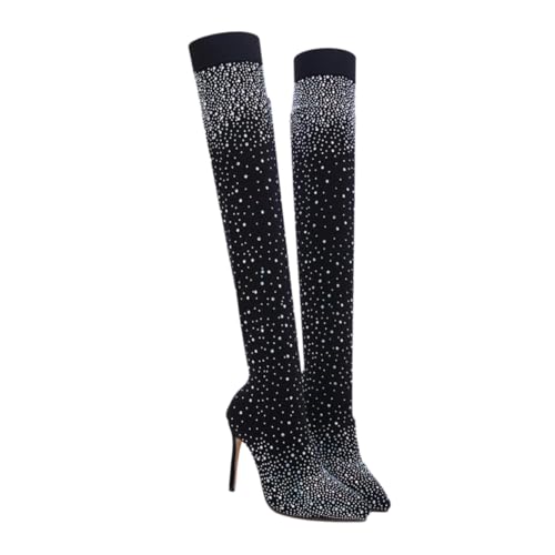 GALPADA Modebewusste Damen Overknee Stiefel mit Hohem Absatz Funkelnde Strassverzierung Elastisches Material Atmungsaktiv und Rutschfest Schwarz für Stilvolle Auftritte GALPADA Modebewusste Damen Overknee Stiefel mit Hohem Absatz Funkelnde Strassverzierung Elastisches Material Atmungsaktiv und Rutschfest Schwarz für Stilvolle Auftritte von GALPADA