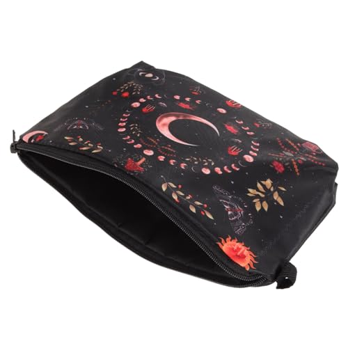 GALPADA Moon Phase Flower Muster Kosmetiktasche Damen Reise Make Up Tasche Tragbar Polyester Kulturbeutel mit Reißverschluss für Alltag und Urlaub von GALPADA