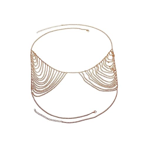 GALPADA Multilayer Brustkette Damen Körperkette Für Frauen Legierung Quasten Dekoration Party Schmuck Bauchketten Für Nachtclub Und Ktv von GALPADA