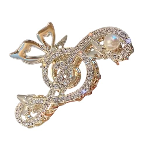 GALPADA Musiknoten Haarklammer mit Strass und Perlen Mittlere Haarklammer für Dickes Haar Rutschfester Haarspangen Dutt clip Eleganter Haarschmuck Damen Mädchen Vielseitiges von GALPADA