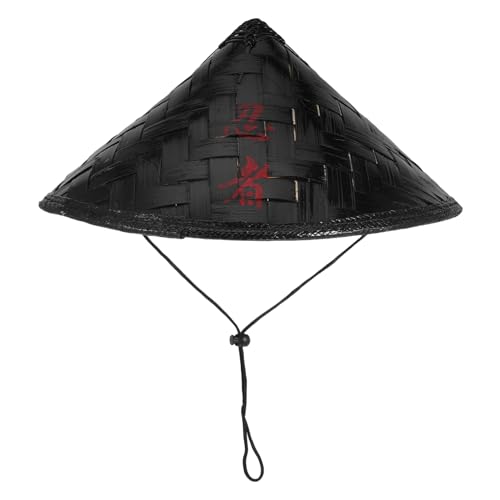 GALPADA Ninja Hut Bambusgewebe Atmungsaktiver Tragbarer Samurai-hut Für Cosplay Und Bühnenauftritte Für Erwachsene Mit Schwarzem Ninja-design Durchmesser von GALPADA