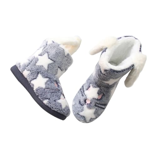 GALPADA Nordische Winter Hausschuhe Damen Warm Gefüttert Rutschfest Weiche Sohle Komfortable Schneestiefel von GALPADA