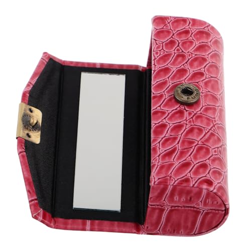 GALPADA PU Lippenstiftbox mit Spiegel Tragbarer Lippenstifthalter Kompakter Make Up Organizer mit Druckverschluss für Handtasche für Unterwegs Farbe Rosé von GALPADA