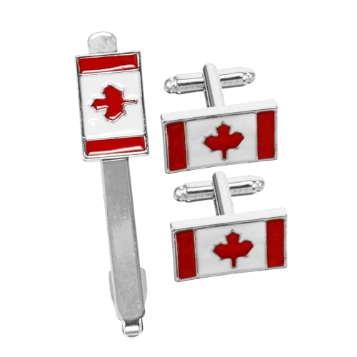 GALPADA Patriotisches Herren Krawattenklammer und Manschettenknopf Set Metall Anzug Accessoires mit Flaggen Design Eleganter Business Dress Clip für Formelle Anlässe und Alltag von GALPADA