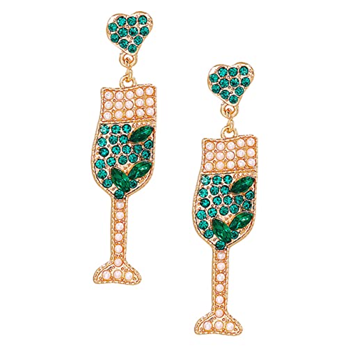 GALPADA Perlen Ohrringe Damen Weinglas Ohrstecker mit Strass Kreative Vintage Schmuckstücke Farbenfrohe Party Ohrringe für Weihnachten und Alltag Leicht und von GALPADA