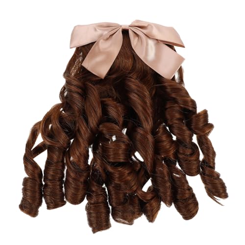 GALPADA Perücke Pferdeschwanz Perücken Gefälscht Pferdeschwanz-haarteil Damen Spitze Kostüm Haare Lockige Perücke Wellig Perücke Mit Schleife Retro Erweiterungen Locken Polyester von GALPADA