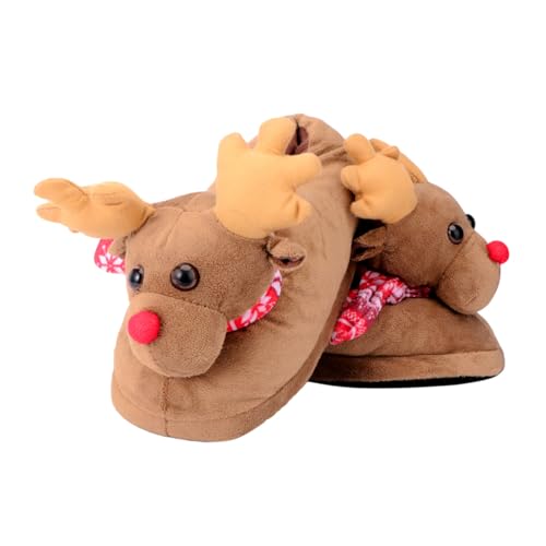 GALPADA Plüsch Hausschuhe Damen Warm Rutschfest Flauschige Elchform Winter Hausschuhe für Zuhause Kuschelige Geschenkidee Weihnachten von GALPADA