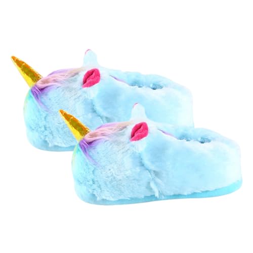 GALPADA Plüsch Hausschuhe Damen Winter Warm Kuschelig Atmungsaktiv Einhorn Design Leicht Komfortable Baumwolle Pantoffeln Fußbett Indoor Slipper von GALPADA