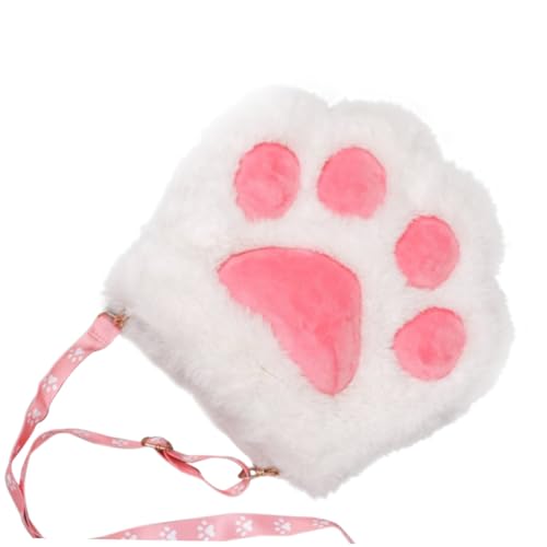 GALPADA Plüsch Umhängetasche Katze Pfote Design Kuscheliger Schulterbeutel Tragbare Schminktasche Für Frauen Mädchen Alltag Reise Schule Strand von GALPADA