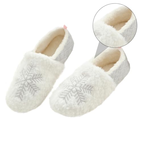 GALPADA Plüsch Warme Hausschuhe Für Herren Fleece Hausschuhe Fell Damen Winter Socken Gemütliche Slipper Zum Hineinschlüpfen Flauschig Schnee Damen Zuhause Weiß von GALPADA