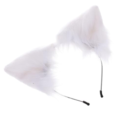 GALPADA Plüsch-ohr-stirnband Cosplay-ohr-stirnband Haarband Kopfschmuck Nachtparty-accessoire Plüsch Hasenohren Haarbänder Haarschmuck Kuscheltier Fuchs Stirnband Machen Weiß Metall von GALPADA