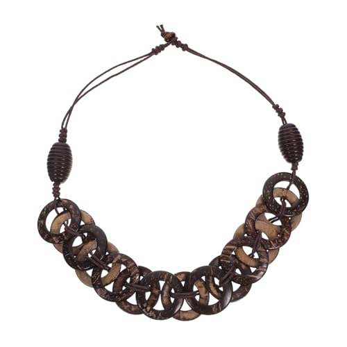 GALPADA Pulloverkette Dicke Perlenkette Perlenkette Sommerkette Boho Halskette Sommer Strandkette Kokosnuss Muschel Strandschmuck Kaffee von GALPADA