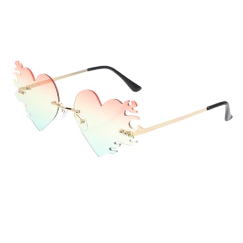 GALPADA Randlose Trendige Metall-sonnenbrille für Damen und Herren Coole Modische Brille mit Bunten Gläsern in Rot Gelb und Grün Leichte Unisex Party-sonnenbrille frei von Rahmen von GALPADA