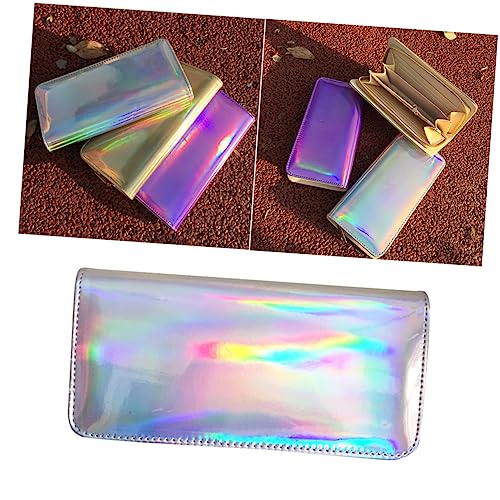 GALPADA Rechteckiges Muster Geldbörse Glänzendes Münzfach Große Kapazität Damen Geldbeutel Silber Für Karten Münzen Und Handy Mit Praktischem Reißverschluss Und Stilvollem Design von GALPADA