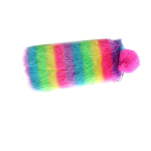 GALPADA Regenbogen Plüsch Federmäppchen Handtasche Kleines Weiches Stiftemäppchen für Schüler Multifunktionaler Kosmetik Organizer aus Flauschigem Material für Schreibwaren und Make up von GALPADA