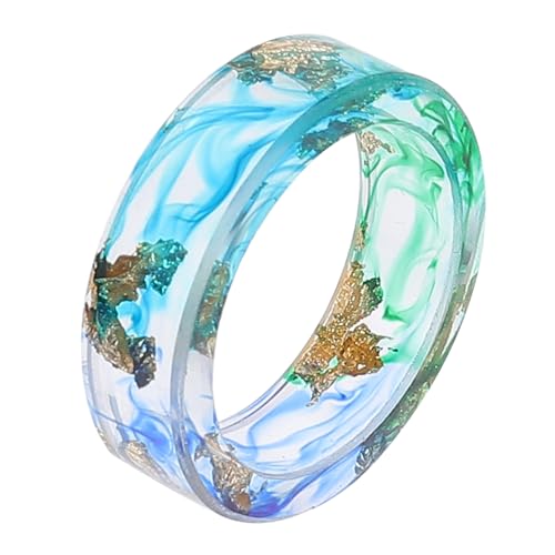GALPADA Resin Ring mit Kreativem Goldfoliendekor Handgefertigter Modeschmuck Hautfreundlich Langlebig Eleganter Damenring als Modisches Accessoire von GALPADA