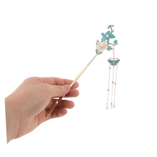 GALPADA Vintage Haarnadeln Handgemachte Metall-blumennadeln Mit Quasten-design Für Frauen Und Mädchen Blau Chinesische Haar-accessoires Für Traditionelle Stile von GALPADA