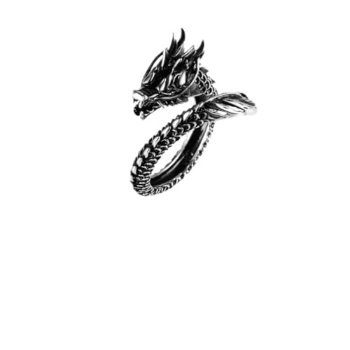GALPADA Retro Herrenring Drachen Design Offener Metallring Ethnic Style Hand Schmuck Verstellbar Robust Geschenkidee für Geburtstag Jubiläum Feier von GALPADA